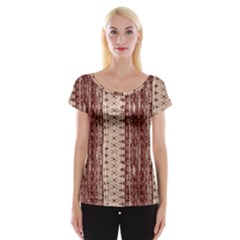 Wrinkly Batik Pattern Brown Beige Women s Cap Sleeve Top by EDDArt