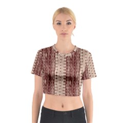 Wrinkly Batik Pattern Brown Beige Cotton Crop Top by EDDArt