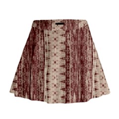 Wrinkly Batik Pattern Brown Beige Mini Flare Skirt by EDDArt