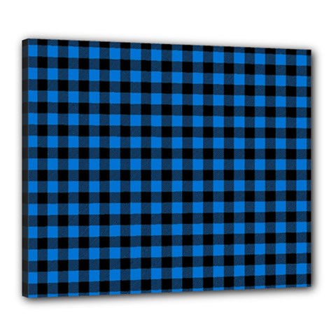 Lumberjack Fabric Pattern Blue Black Canvas 24  X 20  by EDDArt