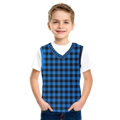 Lumberjack Fabric Pattern Blue Black Kids  Sportswear by EDDArt