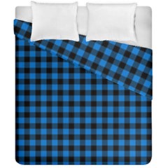 Lumberjack Fabric Pattern Blue Black Duvet Cover Double Side (california King Size) by EDDArt