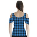 Lumberjack Fabric Pattern Blue Black Butterfly Sleeve Cutout Tee  View2