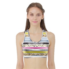 Watercolor Stripes And Dots Sports Bra With Border