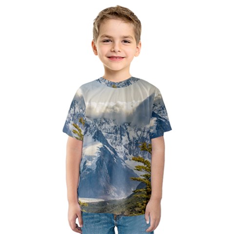 Snowy Andes Mountains, El Chalten Argentina Kids  Sport Mesh Tee by dflcprints