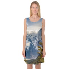 Snowy Andes Mountains, El Chalten Argentina Sleeveless Satin Nightdress by dflcprints