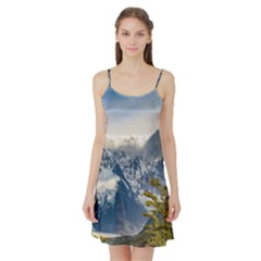 Snowy Andes Mountains, El Chalten Argentina Satin Night Slip by dflcprints