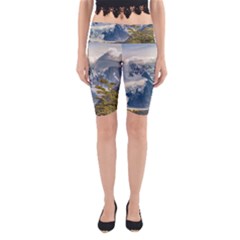 Snowy Andes Mountains, El Chalten Argentina Yoga Cropped Leggings by dflcprints