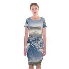 Snowy Andes Mountains, El Chalten Argentina Classic Short Sleeve Midi Dress by dflcprints