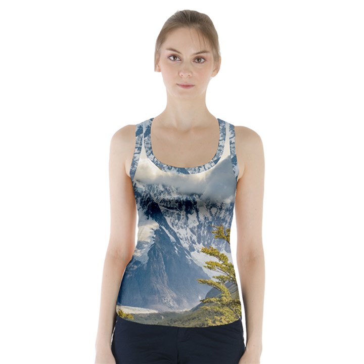 Snowy Andes Mountains, El Chalten Argentina Racer Back Sports Top