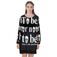 To Be Or Not To Be Long Sleeve Chiffon Shift Dress 