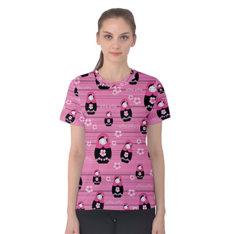 Matryoshka Doll Pattern Women s Cotton Tee by Valentinaart