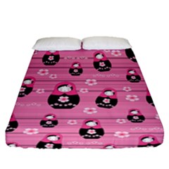 Matryoshka Doll Pattern Fitted Sheet (queen Size) by Valentinaart