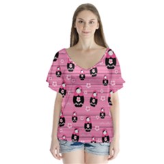 Matryoshka Doll Pattern Flutter Sleeve Top by Valentinaart