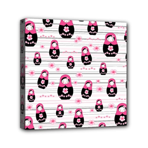 Matryoshka Doll Pattern Mini Canvas 6  X 6  by Valentinaart