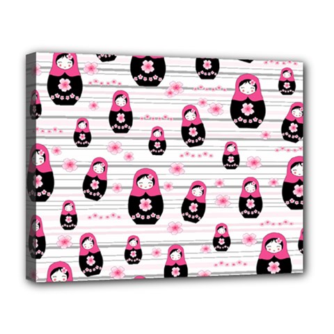 Matryoshka Doll Pattern Canvas 14  X 11  by Valentinaart