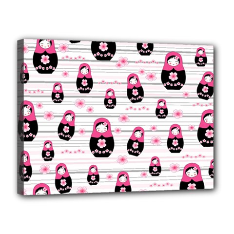 Matryoshka Doll Pattern Canvas 16  X 12  by Valentinaart