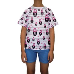 Matryoshka Doll Pattern Kids  Short Sleeve Swimwear by Valentinaart