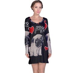 Love Pugs Long Sleeve Nightdress by Valentinaart