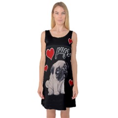 Love Pugs Sleeveless Satin Nightdress by Valentinaart