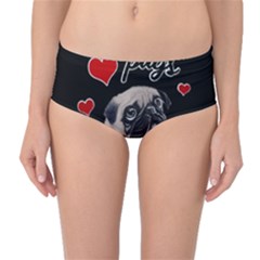 Love Pugs Mid-waist Bikini Bottoms by Valentinaart