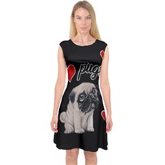 Love Pugs Capsleeve Midi Dress by Valentinaart