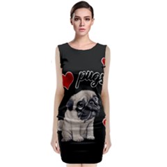 Love Pugs Sleeveless Velvet Midi Dress by Valentinaart