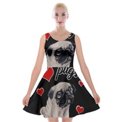 Love Pugs Velvet Skater Dress by Valentinaart