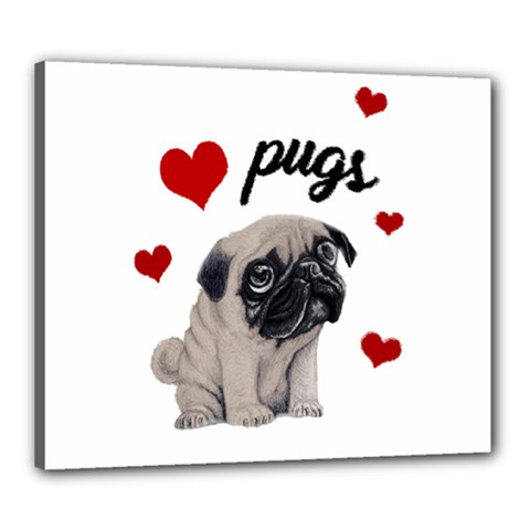 Love Pugs Canvas 24  X 20  by Valentinaart