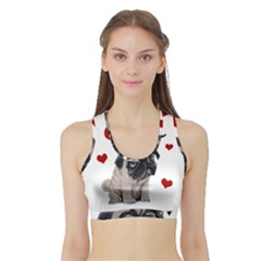 Love Pugs Sports Bra With Border by Valentinaart