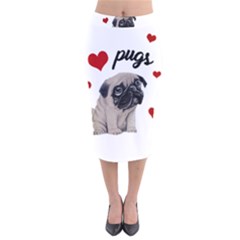 Love Pugs Velvet Midi Pencil Skirt by Valentinaart