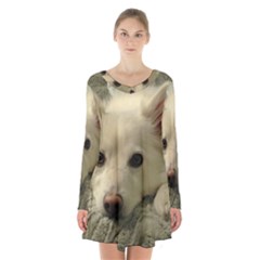 Niko Puppy Face Long Sleeve Velvet V-neck Dress