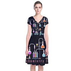 Chemistry Lab Short Sleeve Front Wrap Dress