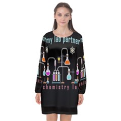 Chemistry Lab Long Sleeve Chiffon Shift Dress 