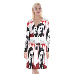 Pablo Escobar  Long Sleeve Velvet Front Wrap Dress by Valentinaart