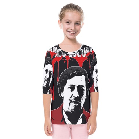 Pablo Escobar  Kids  Quarter Sleeve Raglan Tee by Valentinaart