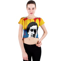 Pablo Escobar Crew Neck Crop Top by Valentinaart