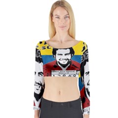 Pablo Escobar Long Sleeve Crop Top by Valentinaart