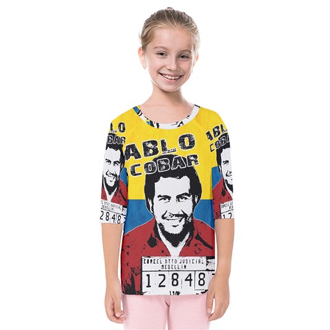 Pablo Escobar Kids  Quarter Sleeve Raglan Tee by Valentinaart