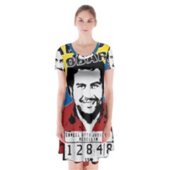 Pablo Escobar Short Sleeve V-neck Flare Dress