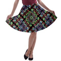 Colorful Floral Collage Pattern A-line Skater Skirt by dflcprintsclothing