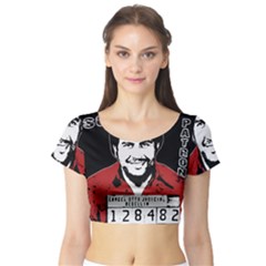 Pablo Escobar Short Sleeve Crop Top (tight Fit) by Valentinaart