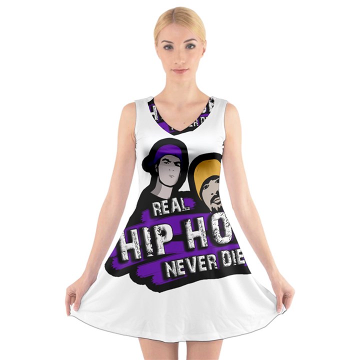 Real Hip Hop never die V-Neck Sleeveless Skater Dress