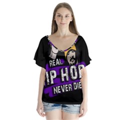 Real Hip Hop Never Die Flutter Sleeve Top by Valentinaart