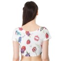 Hand Painted Summer Background  Short Sleeve Crop Top (Tight Fit) View2