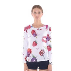 Hand Painted Summer Background  Women s Long Sleeve Tee