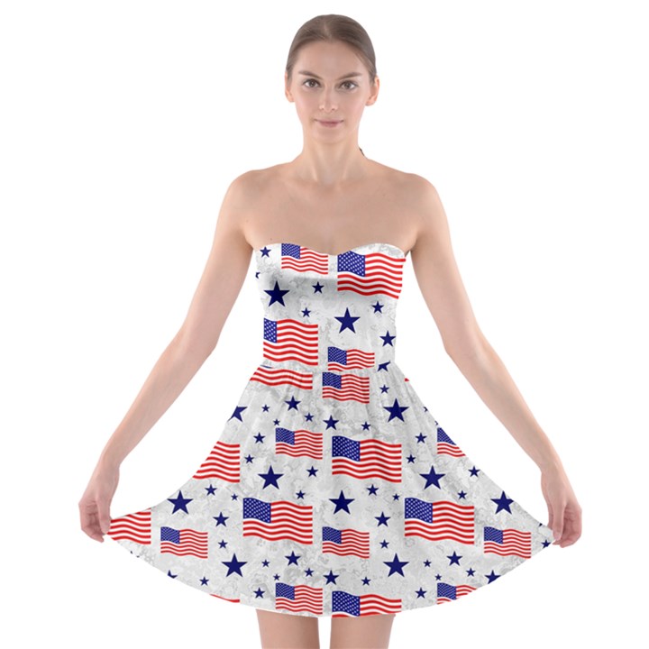 Flag Of The Usa Pattern Strapless Bra Top Dress