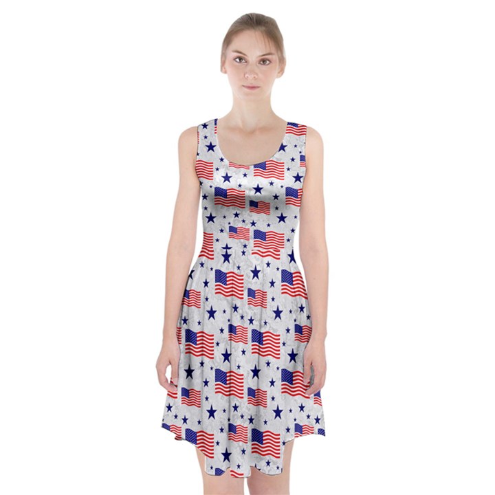 Flag Of The Usa Pattern Racerback Midi Dress