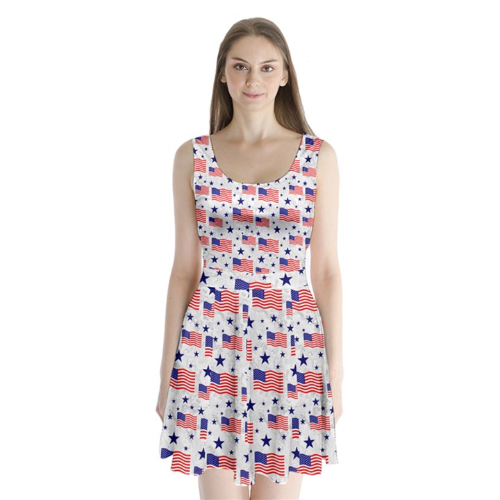 Flag Of The Usa Pattern Split Back Mini Dress 