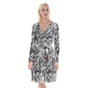 Pattern Long Sleeve Velvet Front Wrap Dress View1